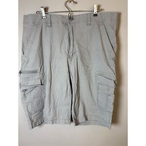 Wearfirst Men's Size 38 Casual Shorts Cargo Pockets Cotton Flat Front‎ Gray